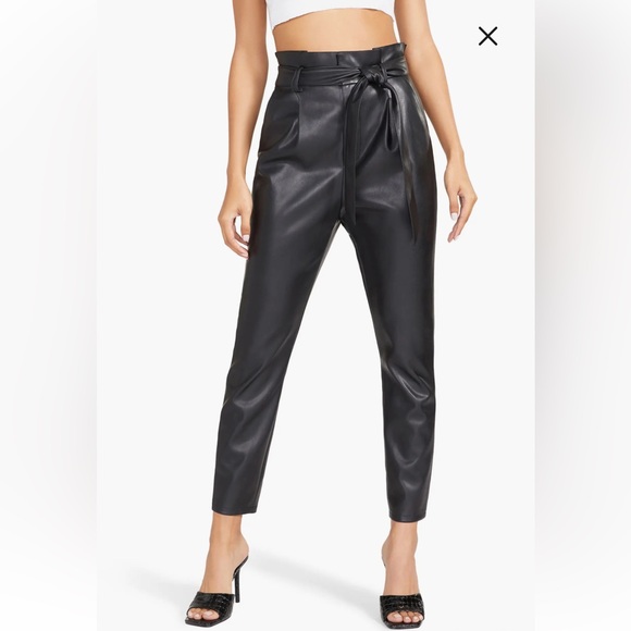 BB Dakota Steve Madden skin in the game Black Faux Leather Pants size 6 - Picture 2 of 14
